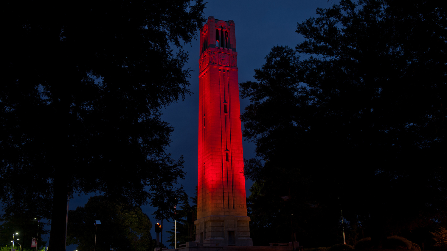 Belltower lit up red