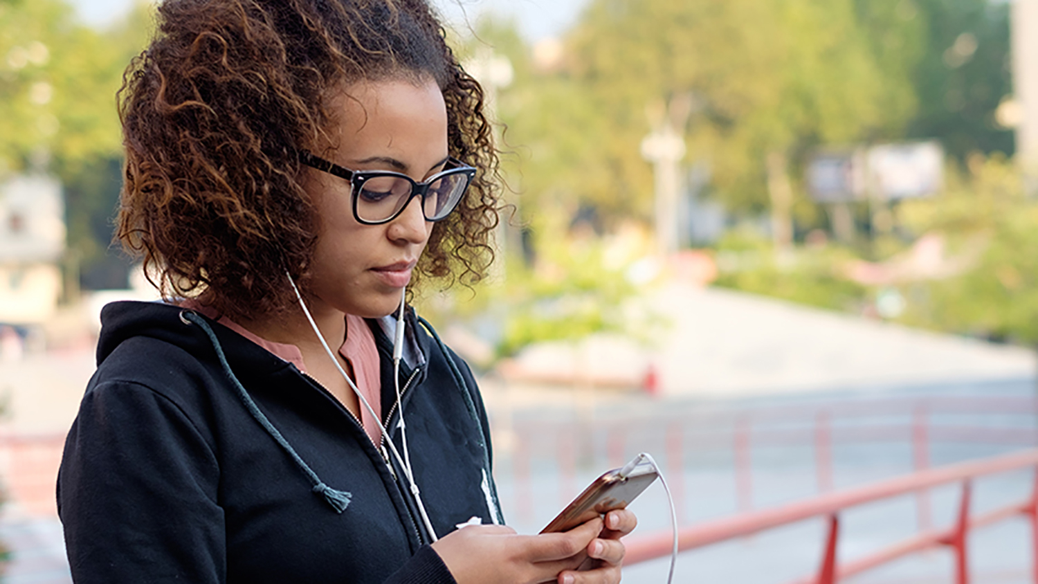 Student using headphones